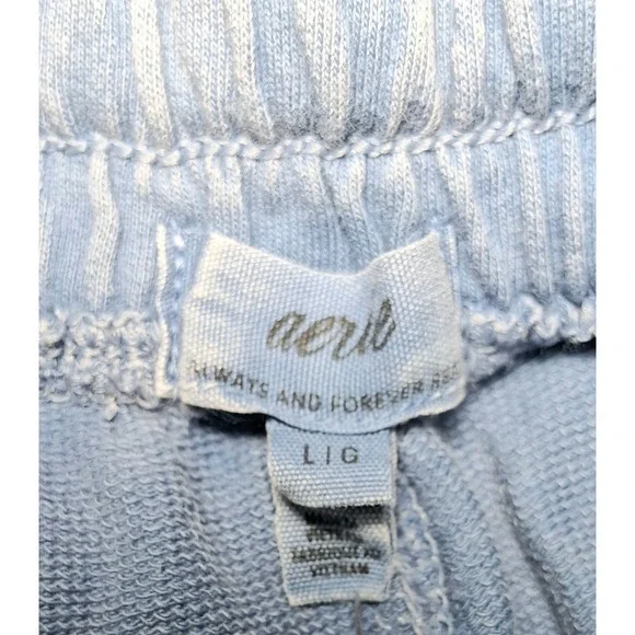 Aerie Blue Acid Wash Balloon Leg Sweatpants Cotton Seam Detail Joggers Large - Picture 5 of 9